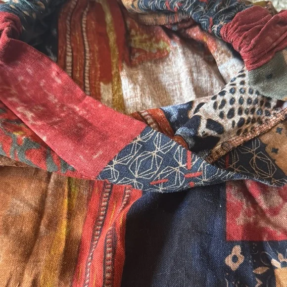 Patchwork Maxi Skirt - Red, Brown, and Blue - Picture 2 of 3